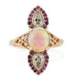 Opal and pink sapphire fairy ring