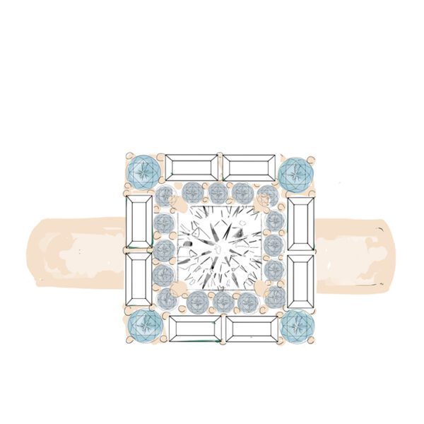 princess-cut-diamond-statement-ring-mosaic-sketch